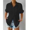 Ladies Trouser Suits Black Sweatshirt Linen Ladies Short Jackets roll Neck Tops Hide Belly Sweatshirts Pullover Sweater Tops Knit Sweater Blouses Size 14 Sleeveless Coat Coats view 2