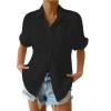 Ladies Trouser Suits Black Sweatshirt Linen Ladies Short Jackets roll Neck Tops Hide Belly Sweatshirts Pullover Sweater Tops Knit Sweater Blouses Size 14 Sleeveless Coat Coats view 3