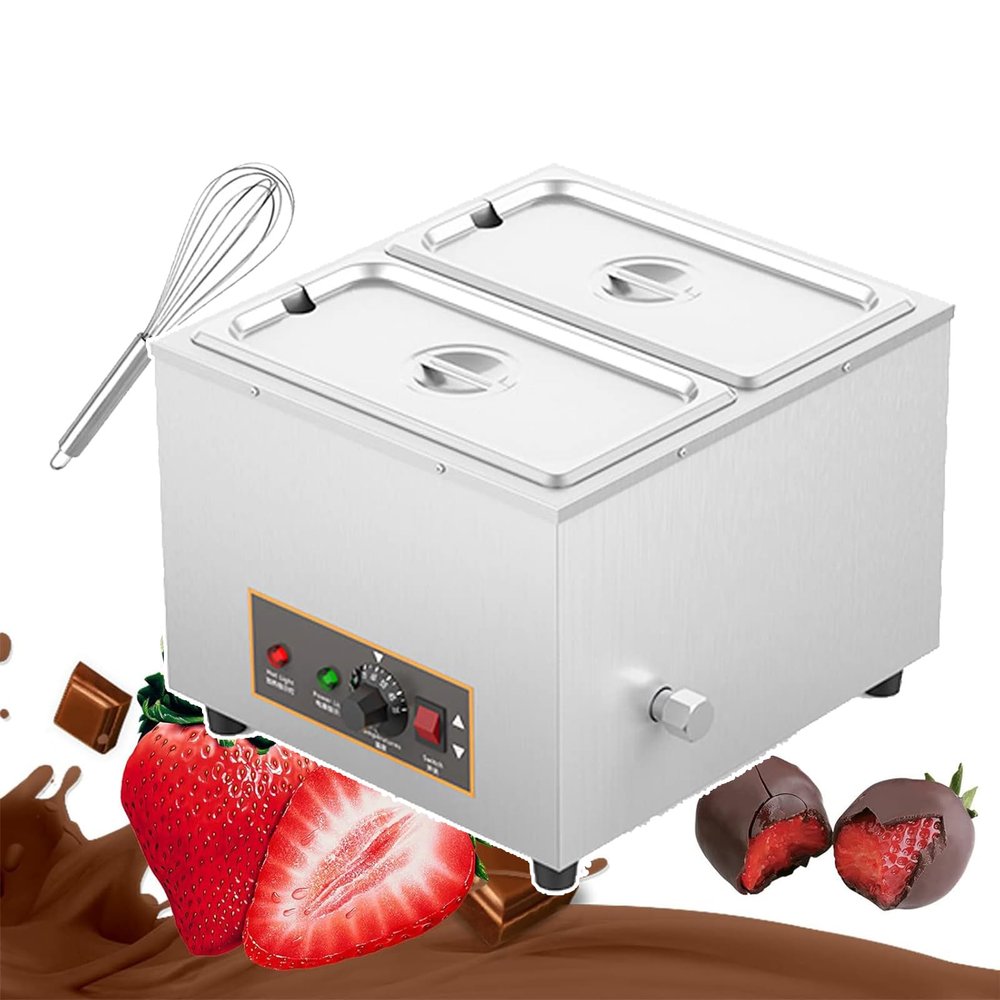 WHRAOY chocolate melter(1/2 /3 Pot), Chocolate Warmer,Temperature:0~95C,Mechanical Knob Control, Overheating protection, for Ketchup, Chocolate, Cheese, Fudge, Caramel,2Pot