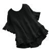 WILLBEST Cowl Neck Dress Coat Pocket Cardigans for Women UK Ballet wrap Cardigan 3/4 Short Sleeve Ribbed Knitted lace Crochet Eyelet Hooded Pullover Sweatshirt Black Sweatshirt view 1