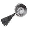 1 Pair Women Sexy Sequin Nipple Covers With Tassels Heart Shape Nipple Stickers Sex Product Chest Stickers Reusable Breast Pasties (Black) view 2