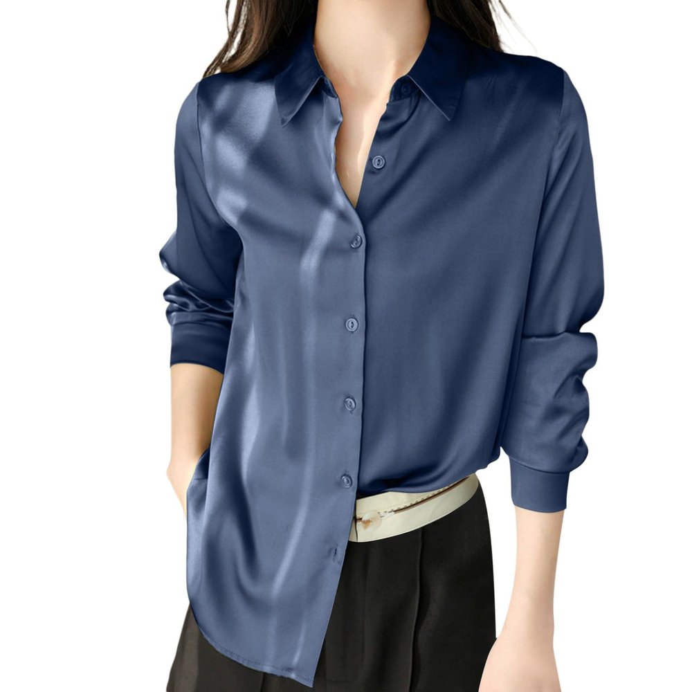 WILLBEST Cotton Shirt Mens Long Sleeve Tops Jumper Tops for Women Womens Blouses Size 14 Oversized Jumpers for Women UK Ladies Cotton Jumper Drape Casual Work Office Collared 1/4 Zipper Ladies Cute
