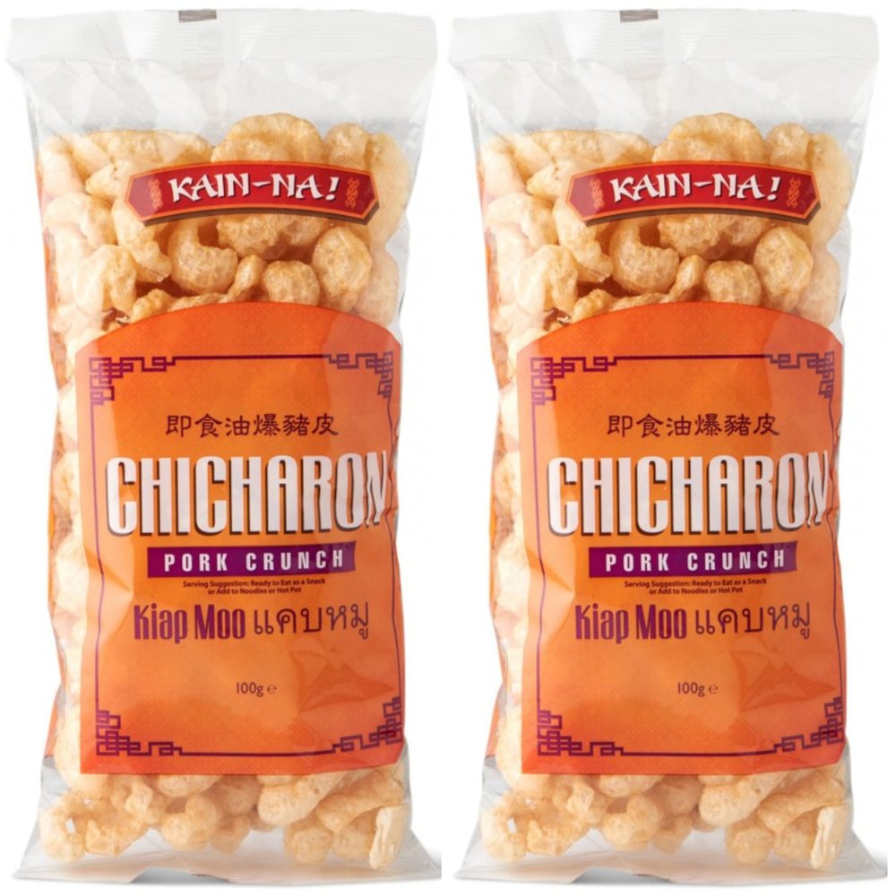 Kain-Na! Chicharon Pork Crunch - 100g Pack of 2, Crispy Pork Snack, High-Protein, Low-Carb