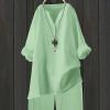 Gold Tops for Women UK Summer Jacket Women Linen Knit Chunky Sleeveless Jumpers for UK Ladies Loungewear Sets Ribbed Hem Shimmer Glitter Tshirts Floral Textured Womens Workwear Long view 2