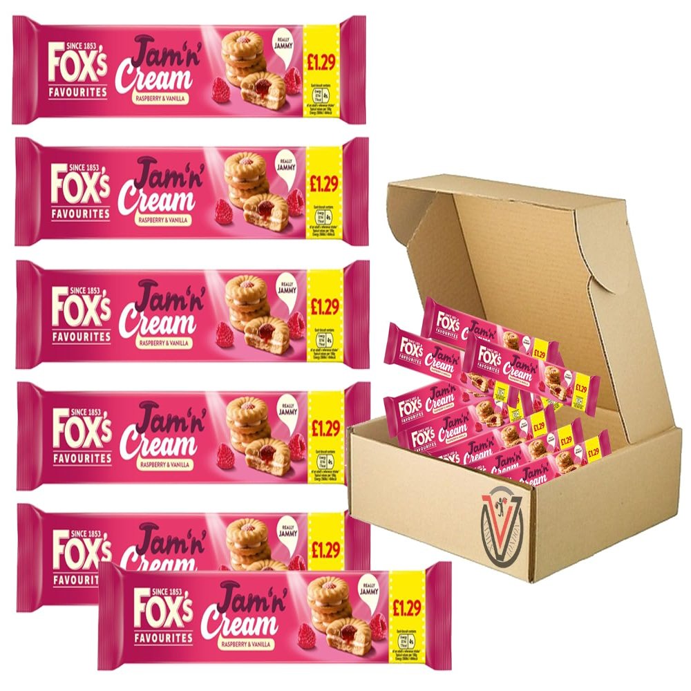 Foxss Favourites Jam 'n' Cream Raspberry & Vanilla Biscuits Pack 6 x 150g