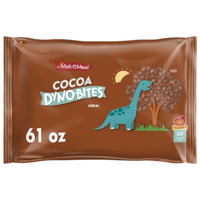 Malt-O-Meal Cocoa Dyno Bites Gluten Free Breakfast Cereal, Crispy Rice Puff Cereal, Large Cereal for Family, 6 oz Resealable Cereal Bag