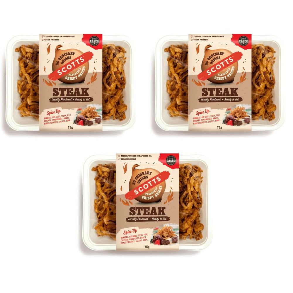 Scotts Flavoured Crispy Onions (3 PACK OF 75G, STEAK)