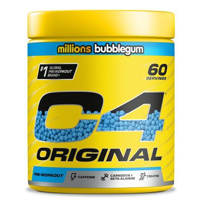 C4 Original Pre Workout Powder, Bubblegum, 60 Servings | Zero Sugar Pre Workout Energy Drink Powder with 150mg Caffeine, 1500mg Creatine Monohydrate, 1600mg Beta Alanine