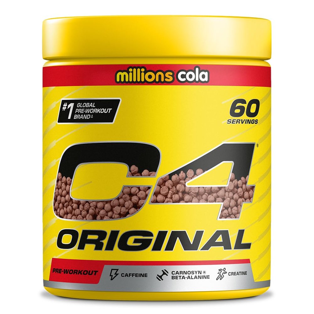 C4 Original Pre Workout Powder, Cola, 60 Servings | Zero Sugar Pre Workout Energy Drink Powder with 150mg Caffeine, 1500mg Creatine Monohydrate, 1600mg Beta Alanine