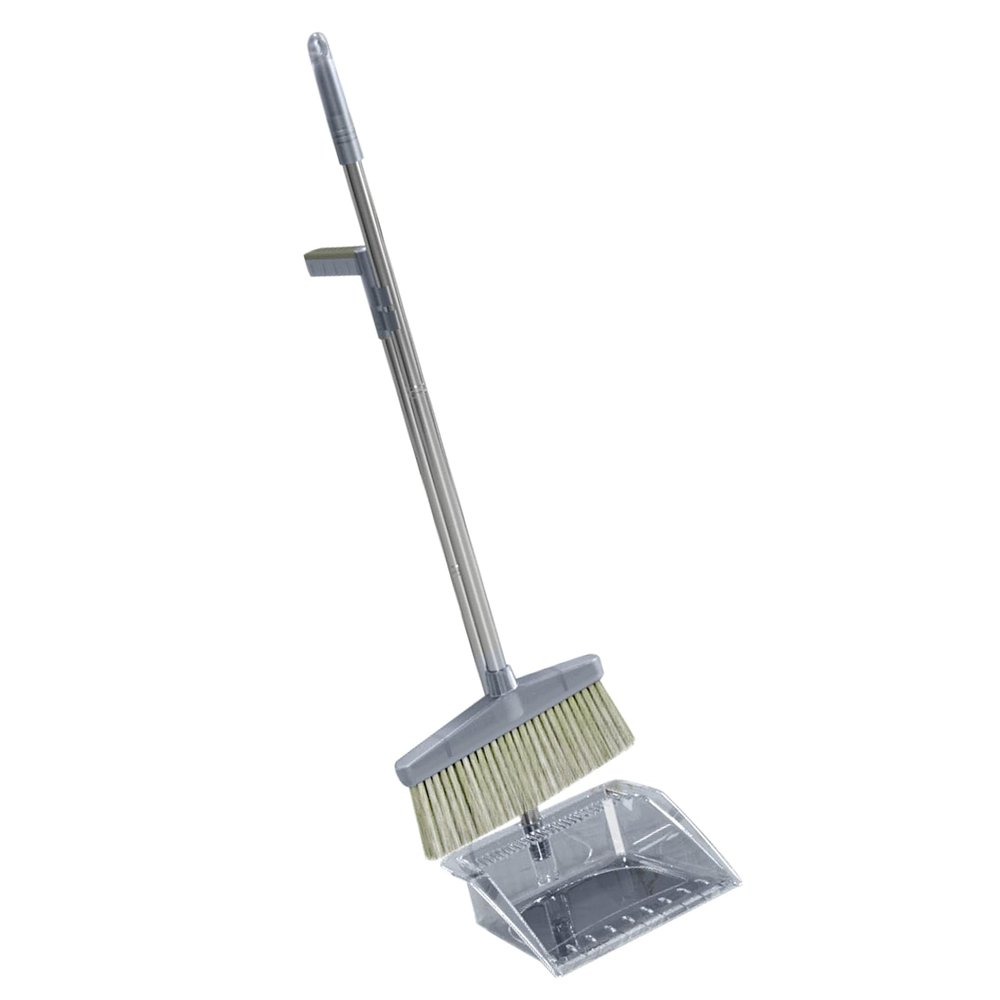 Broom Dustpan Tool Convenient Storage and Multifunctional Use for Home Bedroom Office Shop (Grey)