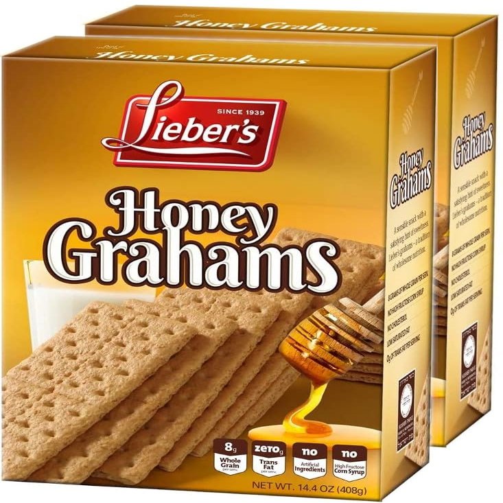 Lieber's Honey Graham Crackers 408g (Pack of 2)| Cholesterol Free, No Artificial Colours, 0g Trans Fat, Kosher