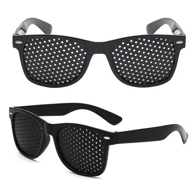 2Pcs Pinhole Glasses, Grid-Glasses for Eye Training, Vision Improvement & Relaxation, Unisex, Small Hole for Fatigue Relief (Black)
