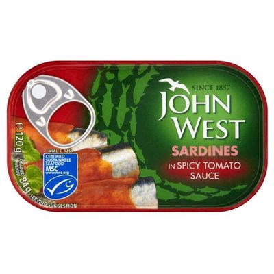 DhaJohn West Sardines in Spicy Tomato Sauce 12x120g MAS