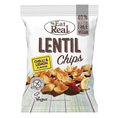 DhaEat Real Lentil Chips Chilli & Lemon 10x95g MAS