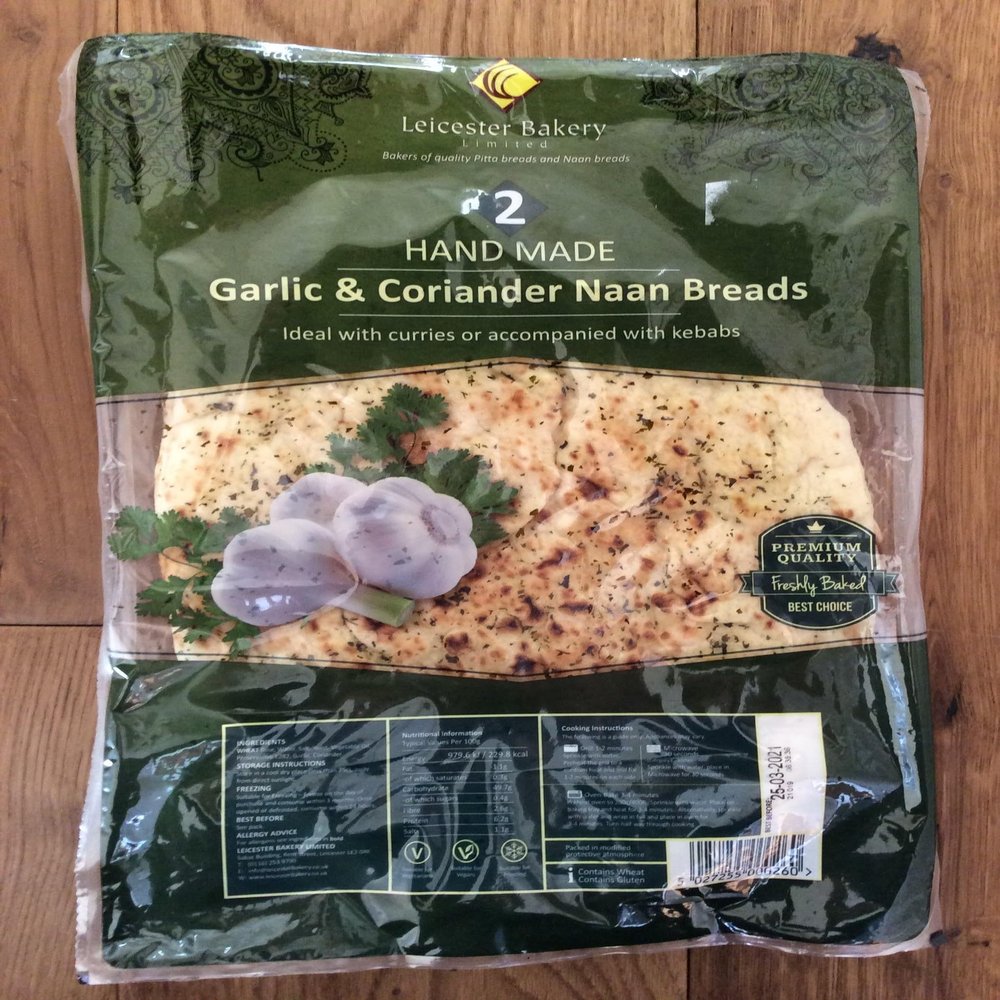 DhaLeicester Garlic and Coriander Large Naan 1x2's MAS