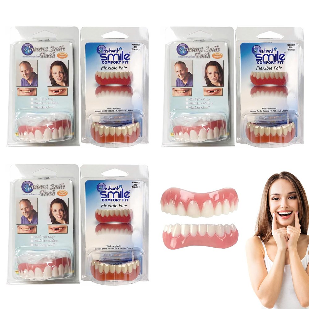 Denture Reliner Kit,3 Set Soft Denture Reline Kit,dentures, Denture Reliner Kit Snap On Soft Denture Reliner Kit for Upper and Lower Denture Soft Reline Kit for Dentures Adjustable Snap-On Dentures
