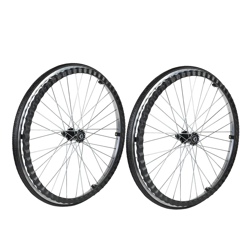 1 Pair of 22inch Inflatable Wheelchair Wheels, Replacement Parts for Wheelchair Rear Wheels, Manual Wheelchair Aluminum Alloy Tires with Bearing Axle Bar.
