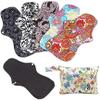 5 Pcs Extra Long Sanitary Pads for Flow Menstrual Pads Reusable Washable Sanitary Towels Pads Charcoal Bamboo Cloth Napkins Postpartum Nursing Pads with Mini Carry Bag Set view 1