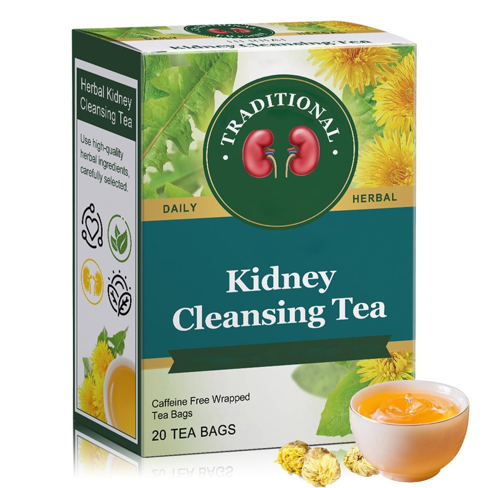 Goniome Kidney Cleansing Tea, 20 Bags/Box, Organic, Herbal, Dandelion Root, Chamomile, Single Serving, China
