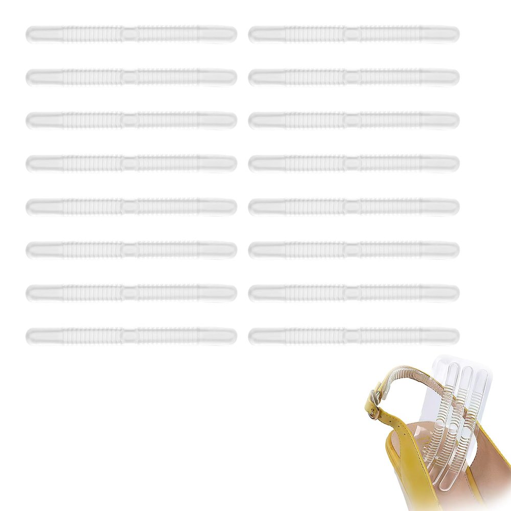 16 PCS Heel Grips, Clear Silicone Adhesive Tape, Shoe Strap Grip for Ladies Shoes, Anti-wear Back Foot Stickers, Gel Heel Strips Sling, for Sandals Sling Backs High Heel Pinch Protection