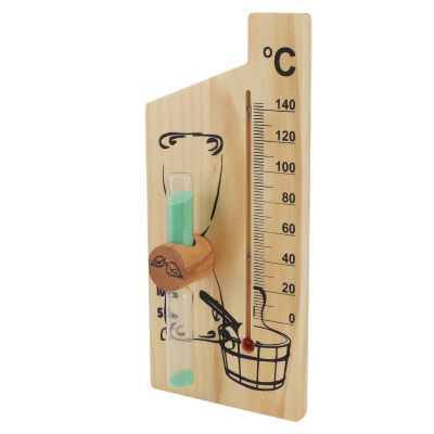 Sauna Thermometer Hourglass Sauna Thermometer Sand Timer 15 Minute Sand Timer Golden Wood 0 to 140 Celsius Degree Temperature Gauge Wall Mount Sauna Accessory