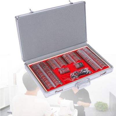 Optical Trial Lens Set Optometry Kit Metal Rim Ophthalmic Lenses Aluminum Case Trial Frame Adjustable Trial Frame Optical Trial Lens Frame Set