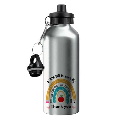 Crunchy Carrots A Little Gift to say a Big Thank You, Teachers Appreciation Gift, 500 ML Aluminium Water Bottle. (Silver)