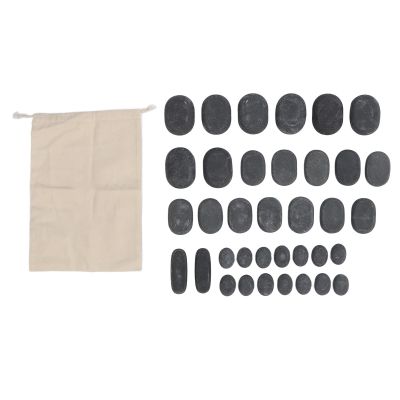 36 Pcs 4 Sizes Basalt Massage Stones, Professional Black Basalt Hot Stone Set, Basalt Hot Rocks Smooth Massage Rocks Kit Great for Spas, Massage, Relaxation and More