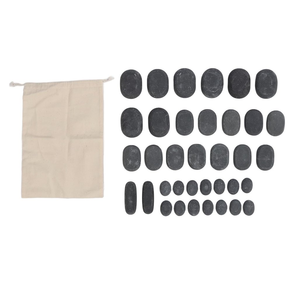 36 Pcs 4 Sizes Basalt Massage Stones, Professional Black Basalt Hot Stone Set, Basalt Hot Rocks Smooth Massage Rocks Kit Great for Spas, Massage, Relaxation and More