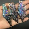 QINGQI Natural Stone Rainbow Titanium Black Tourmaline Aura Quartz Crystal Peacock Tail Decor Crafts Natural Quartz Crystals(50-80 grams) view 1