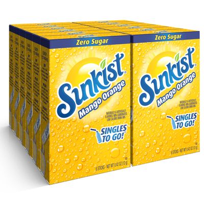 Singles To Go! Sunkist Soda Drink Mix, Mango Orange, 72 Packets