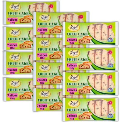 HALAL Fruit Cake with Glazed Fruit, Individually wrapped slices, Halal Sweets (12 packs, 84 slices)