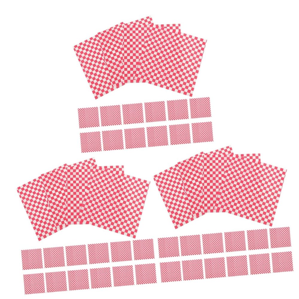 Amosfun 150sheets Greaseproof Paper Food Wrap Checkered Baking Paper Sandwich Cake Wrappers Liners for Burgers French Fries
