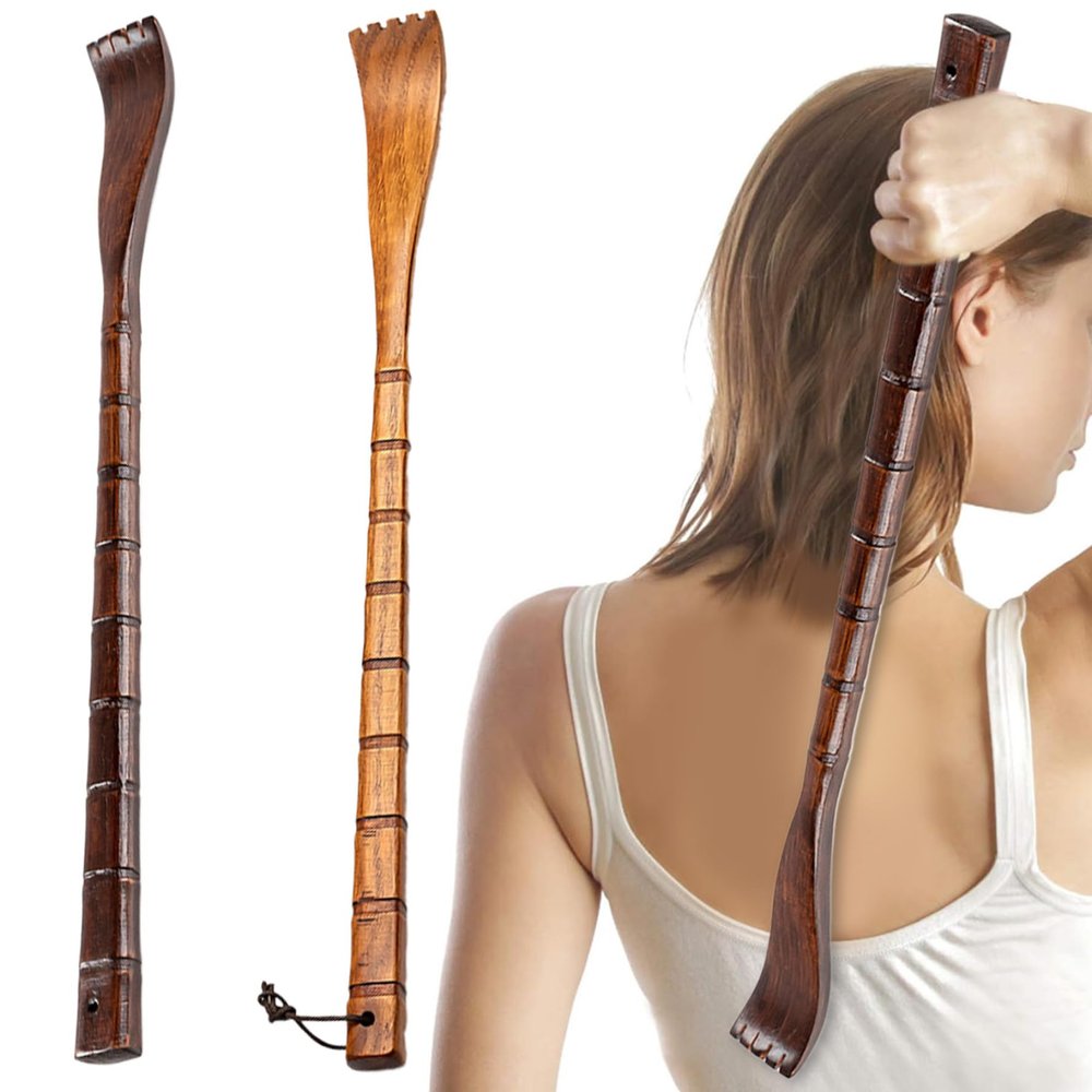 Back Scratcher 2Pcs 19in Smooth Manual Wooden Back Scratcher for Itch Relief Handheld Bamboo Joint Back Scratchers for Adults Elderly Men Women, Square, Wooden Back Scratcher