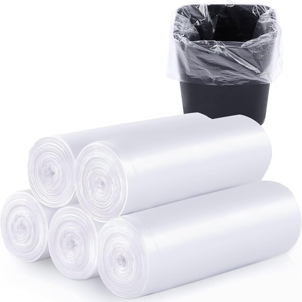 100 Count 8 Gallon Trash Bags Clear Medium Garbage Bags 1.1 mil Strong, Leakage-Free,Unscented 30 Liter Thick for Bathroom, Office, Kitchen Waste Basket Trash Can (Clear, 8 Gallon-100 Count)
