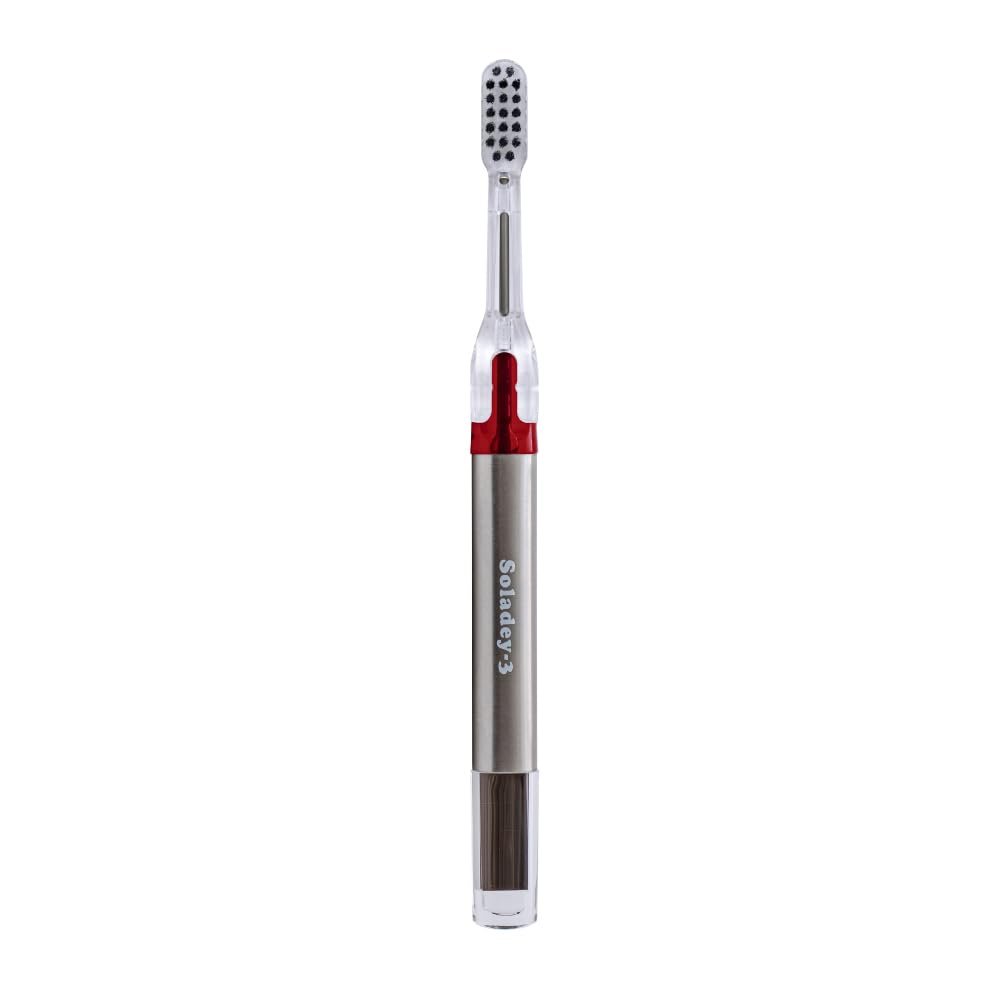 Soladey 3 Ionic Toothbrush, Solar Panels and TiO2 Semiconductor, 3 Row Honeycomb Bristle Red, You can Brush Without Toothpaste
