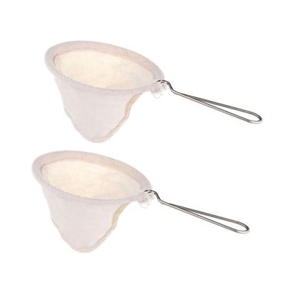 2 Pcs Flannel Cloth Coffee Filter Strainers Small Coffee Filter Sock Fabric Tea Filter Dripper with Stainless Steel Handle Reusable Filters Coffee Filters