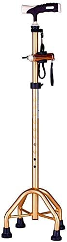 Canes Walking Stick Elderly Telescopic Four Legged Illuminated Walking Stick Non Slip Aluminum Alloy Height Adjustable,Gold,Gold Practical Star of Light