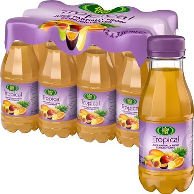 Juicee Tree Orange, Tropical Juice 330ml - Great Flavour (12 Bottles, Tropical)