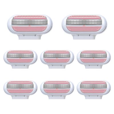 8 Pack Replacement Razor Blades for Gillette Venus ComfortGlide, 3 Layer Blade & Pivoting Head Design, Extra Smooth Women's Razor Blades Refills Easy to Replace(Pink)