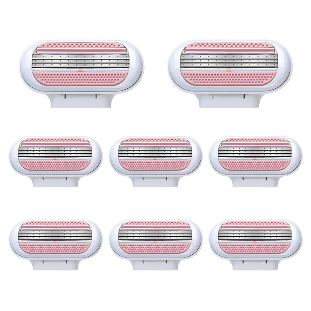 8 Pack Replacement Razor Blades for Gillette Venus ComfortGlide, 3 Layer Blade & Pivoting Head Design, Extra Smooth Women's Razor Blades Refills Easy to Replace(Pink)