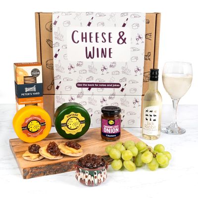 Cheese, White Wine, Crackers and Chutney Gift Set | Cheese & Wine Gift Hamper (White Wine & Cheese Gift Box)