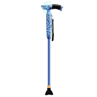 THIHIXEC old man walking stick - four-foot lamp with walking stick - non-slip retractable reed - elderly smart cane - four corners beautiful scenery