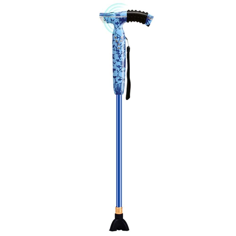 THIHIXEC old man walking stick - four-foot lamp with walking stick - non-slip retractable reed - elderly smart cane - four corners beautiful scenery