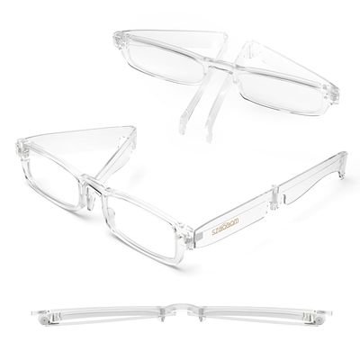 SZEOEOM Folding Reading Glasses Portable Pocket Readers Slim ultra-thin Compact readers Travel BlueLight Blocking Women Men (Transparent, 2, Dioptres)