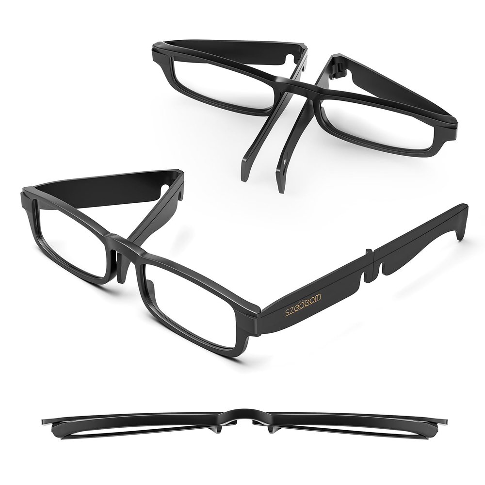 SZEOEOM Folding Reading Glasses Portable Pocket Readers Slim ultra-thin Compact readers Travel BlueLight Blocking Women Men (BLACK, 1, Dioptres)