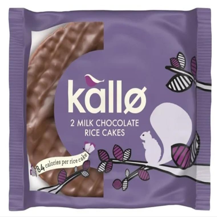 Urban Wellbeing, Kallo Belgian Milk Chocolate Rice Cake Thins Two Pack (Pack of 30 x33g), Gluten Free