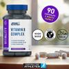 Applied Nutrition Vitamin B Complex High Strength, 90 Vegan Capsules, B1, B2, B3 Niacin, B5, B6, B7 Biotin, B9 Folic Acid, B12, with Choline, Inositol, PABA, Energy and Immune Support, Halal, UK Made view 4