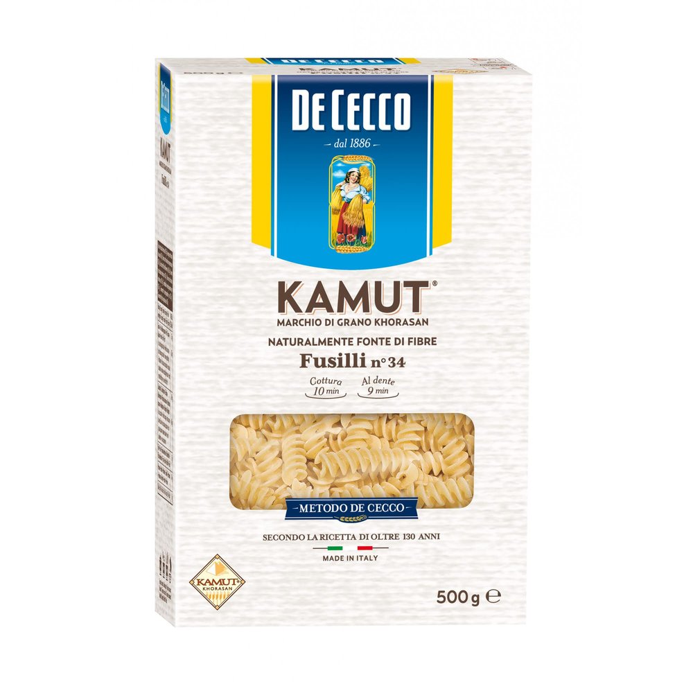 Pastificio De Cecco Fusilli With Kamut Wheat Khorasand Source Of Fiber Naturally nickel free (1 x 500g)