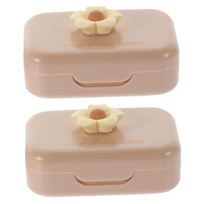 Anneome 2 Sets Portable Contact Lens Box Adorable Lens Case for Travel and Daily Small Fits Pocket